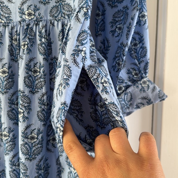 J Crew colored Blue Patterned button down Shirt Dress - Picture 10 of 12